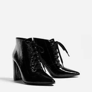 ZARA PATENT LACED BOOTIES